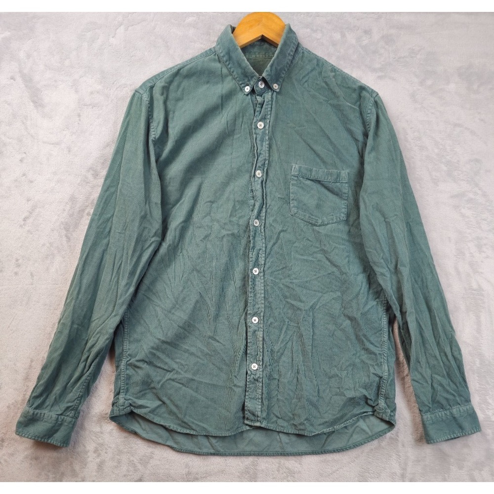 Octobre Editions Men's Large Green Corduroy Flannel Chest Pocket Button Up